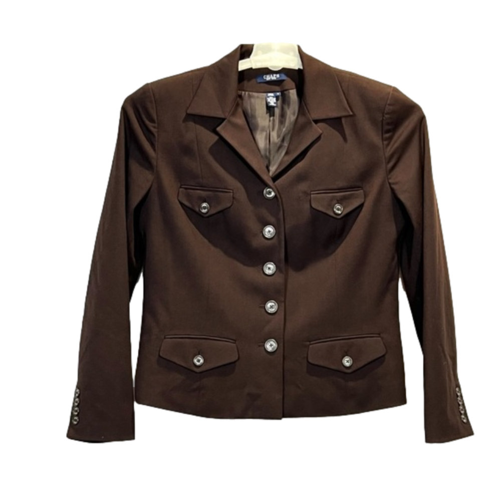 Chaps Blazer Women’s Brown Singles Breasted Jacket Size 12 Business Casual